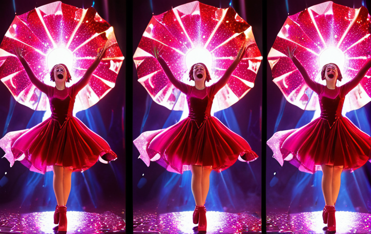 **

A vibrant scene of Sophie transforming into Ruby.  Focus on the magical girl transformation sequence with bright, sparkling effects and dynamic poses. Capture the excitement and energy of the transformation. Background should be colorful and fantastical.

**